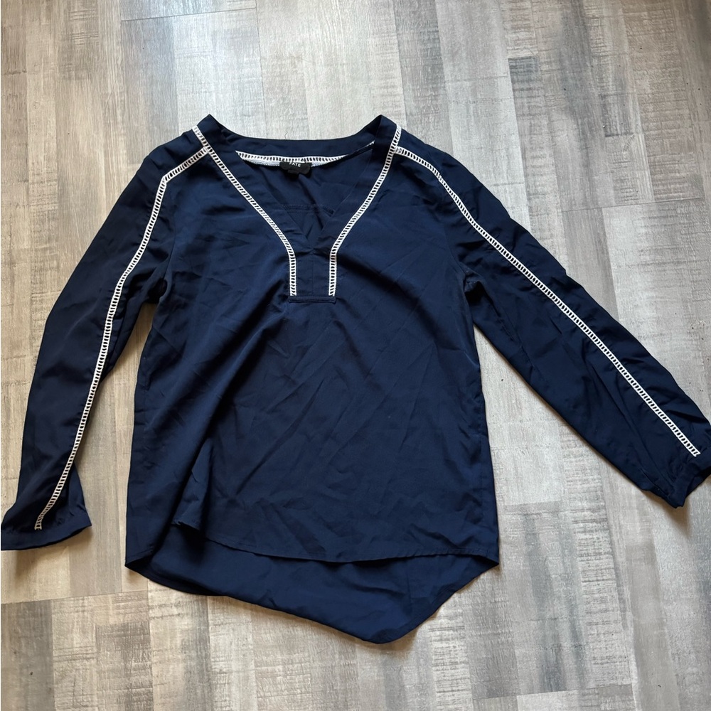 Fate Navy Blouse with White Trim